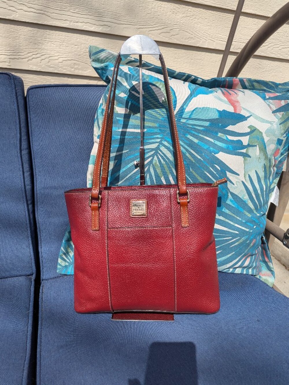 DOONEY & BOURKE Dark Red Pebble Grain Tote Leather Purse Shoulder Bag